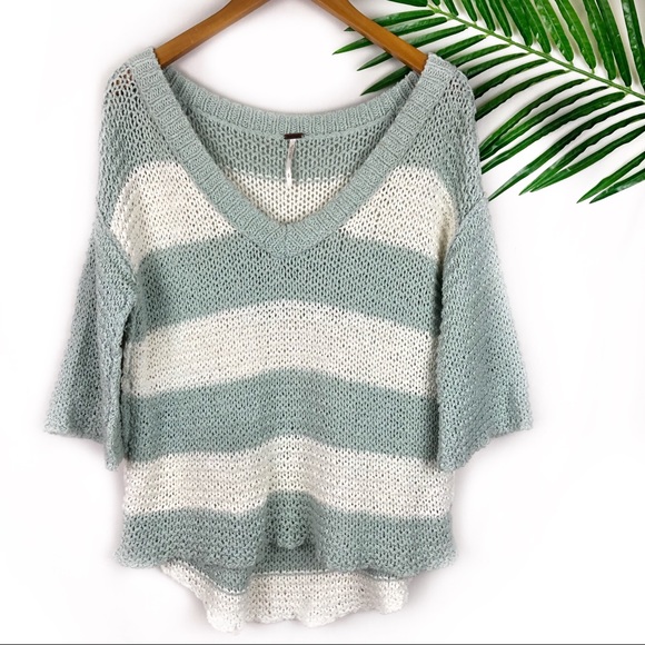 Free People Sweaters - Free People Knitted Sweater Striped V Neck Small
